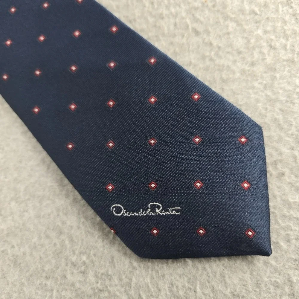 Oscar‎ De La Renta Men's Repp Tie Blue Red Slim Logo